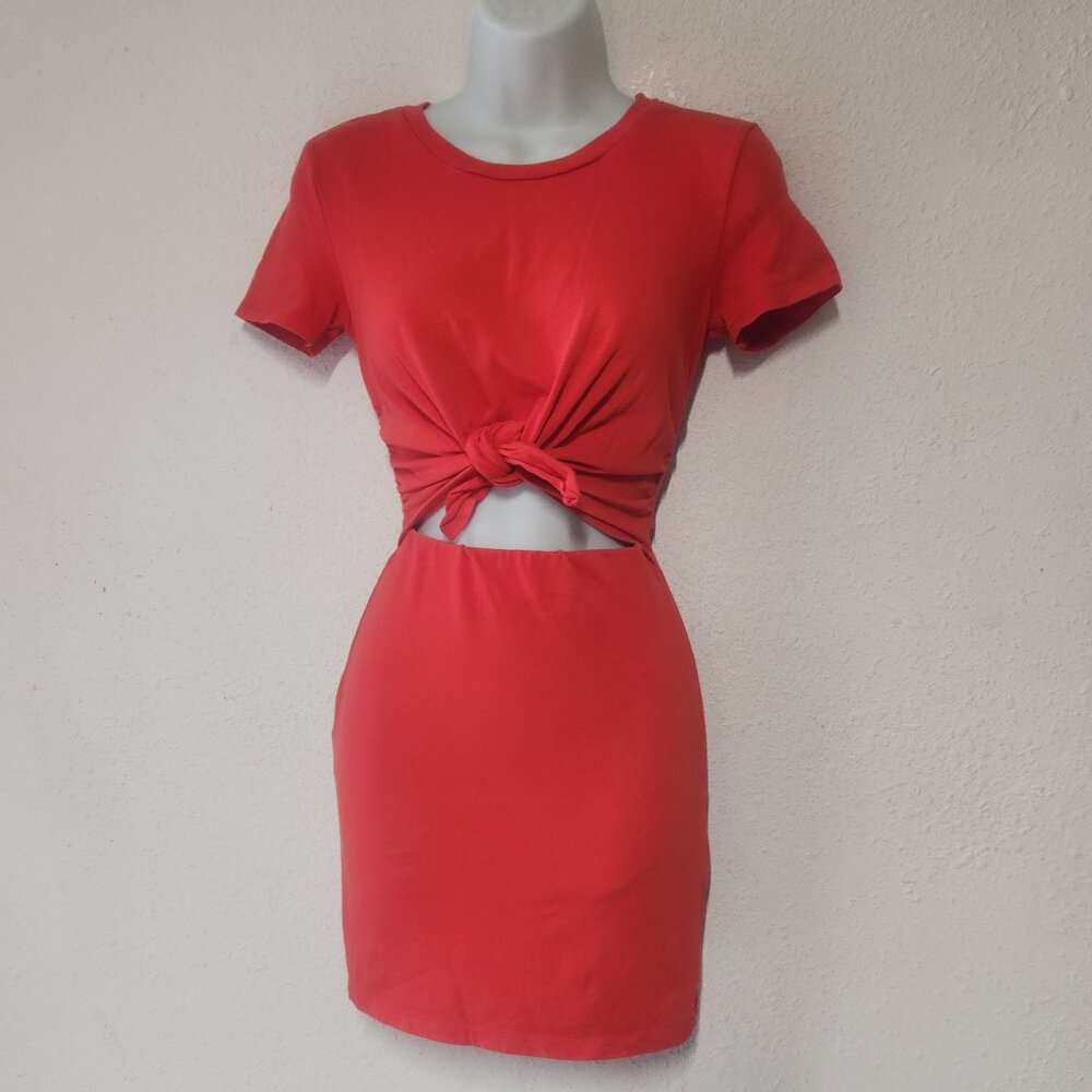 ZARA TRAFALUC stylish Tee shirt dress, cotton, Red in size small